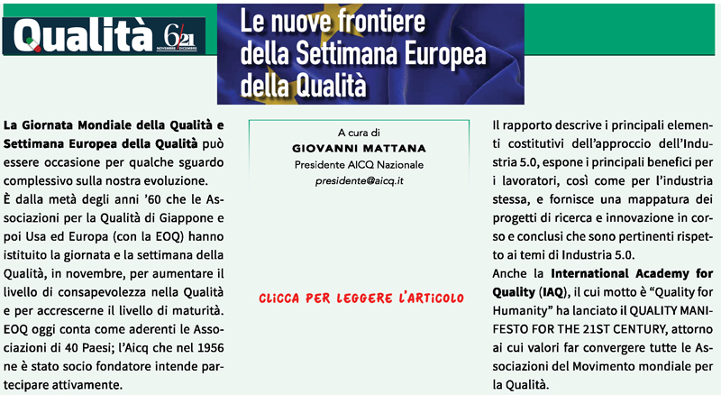 Qualità dicemnbre 2021 - Settimana europea della Qualità